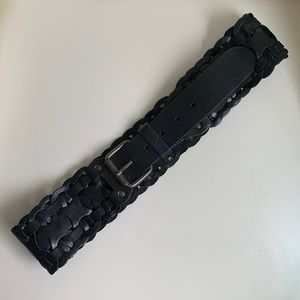 Black Vegan Leather Cutout Belt